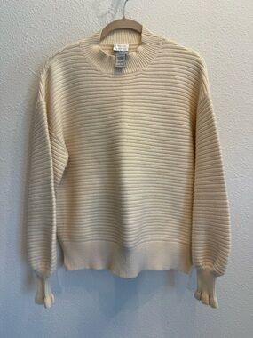Rain + Rose Cream Textured Knit Sweater – Size Large